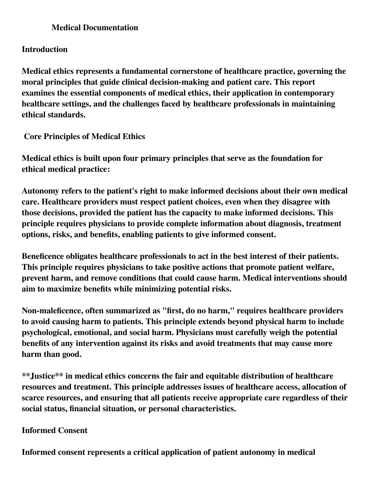 غلاف تقرير Medical Documentation