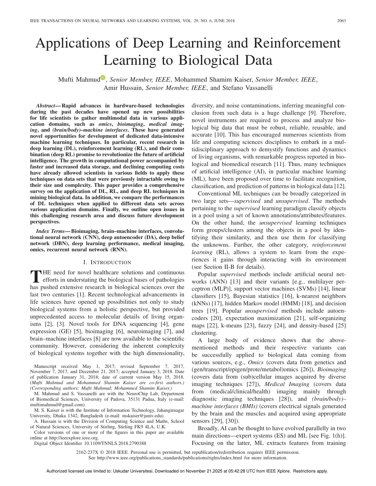 غلاف تقرير Applications of Deep Learning and Reinforcement Learning to Biological Data