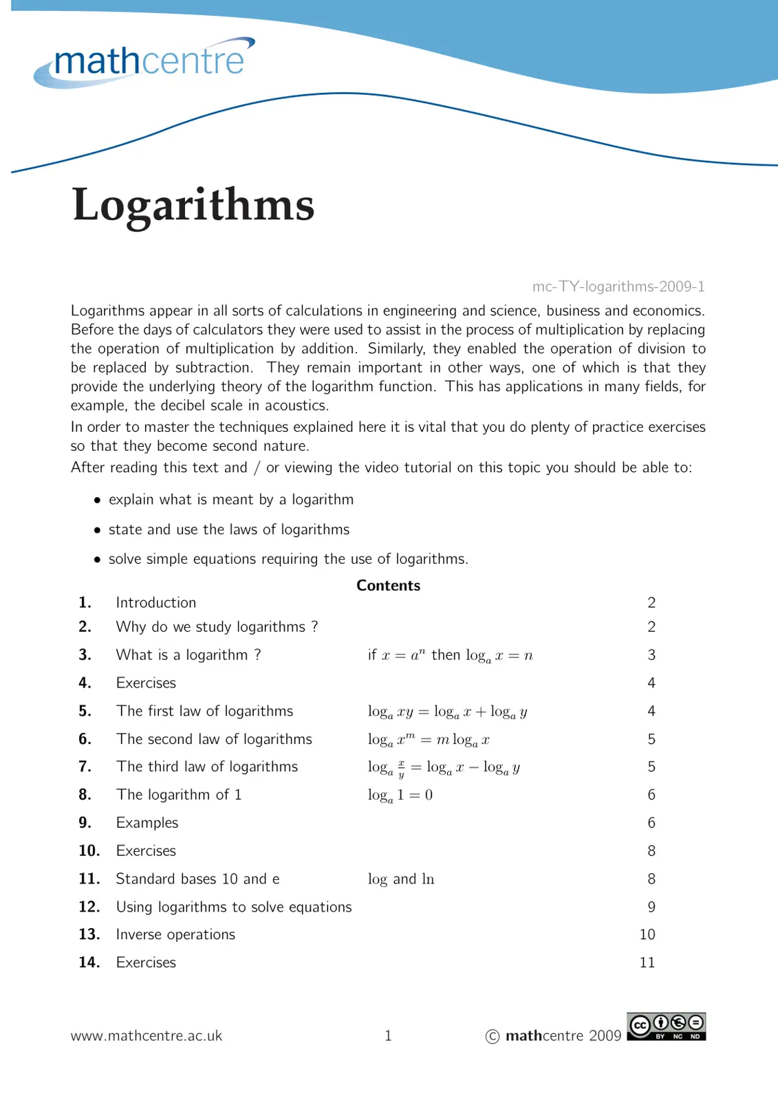 غلاف تقرير Logarithms