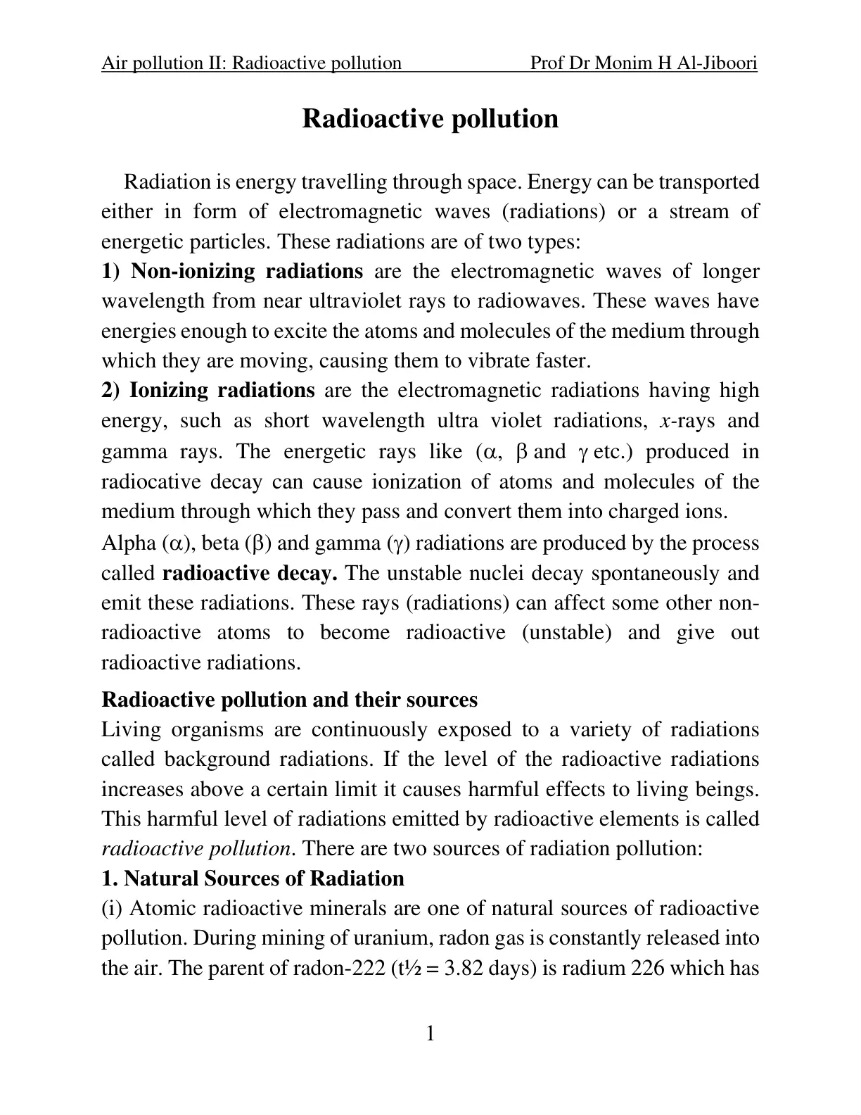 غلاف تقرير Air pollution II: Radioactive pollution