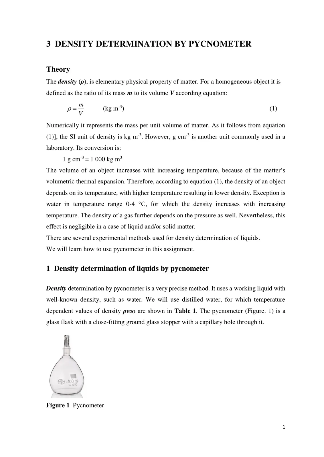 غلاف تقرير DENSITY DETERMINATION BY PYCNOMETER