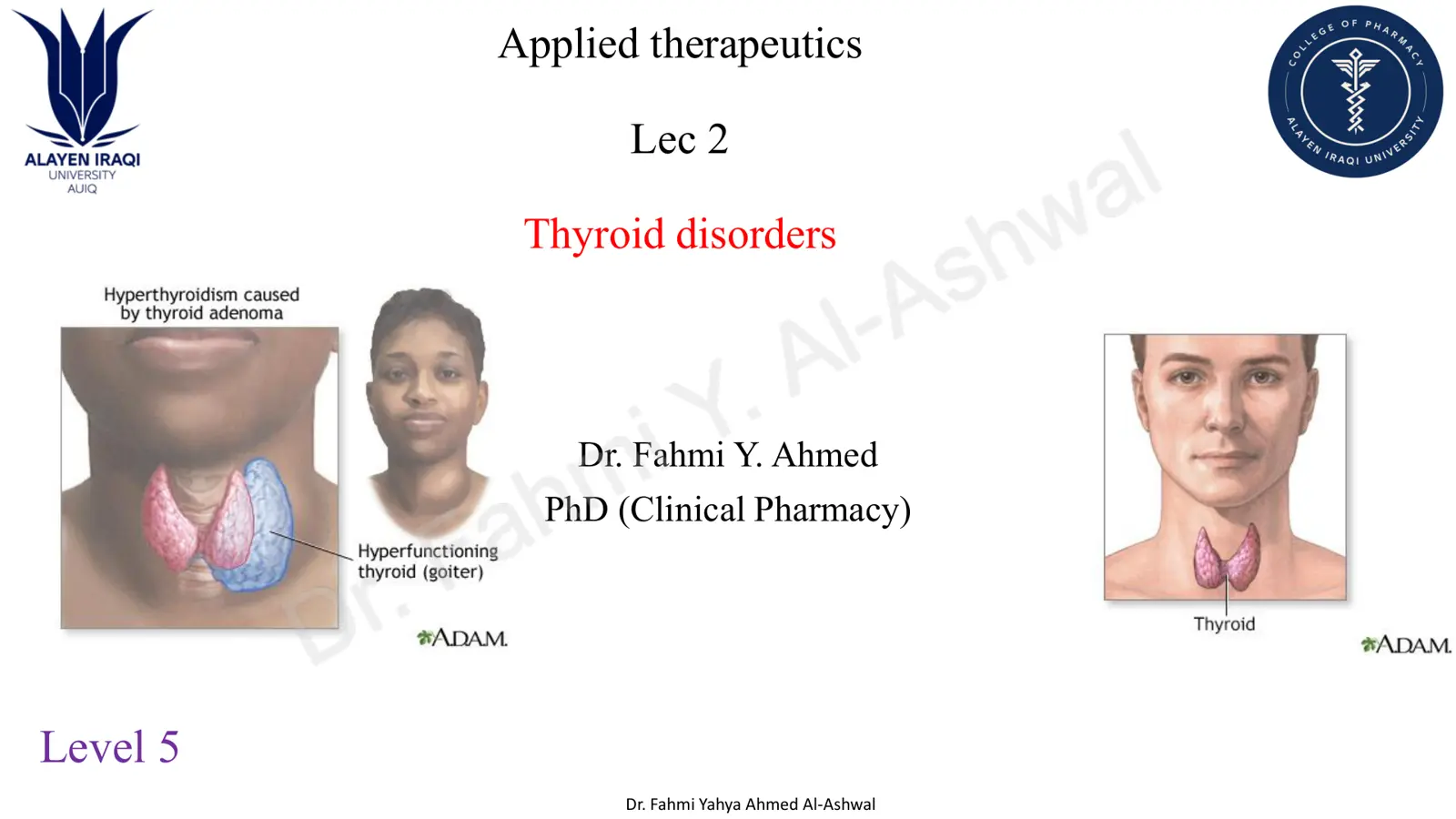 غلاف تقرير Hyperthyroidism caused by thyroid adenoma – Applied Therapeutics Lec 2