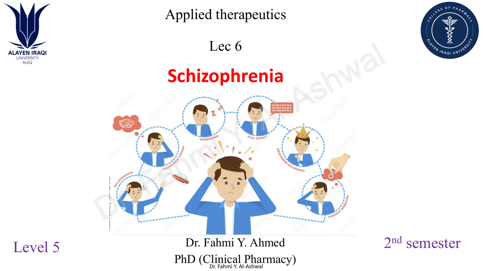 غلاف تقرير Schizophrenia – Applied Therapeutics Lec 6