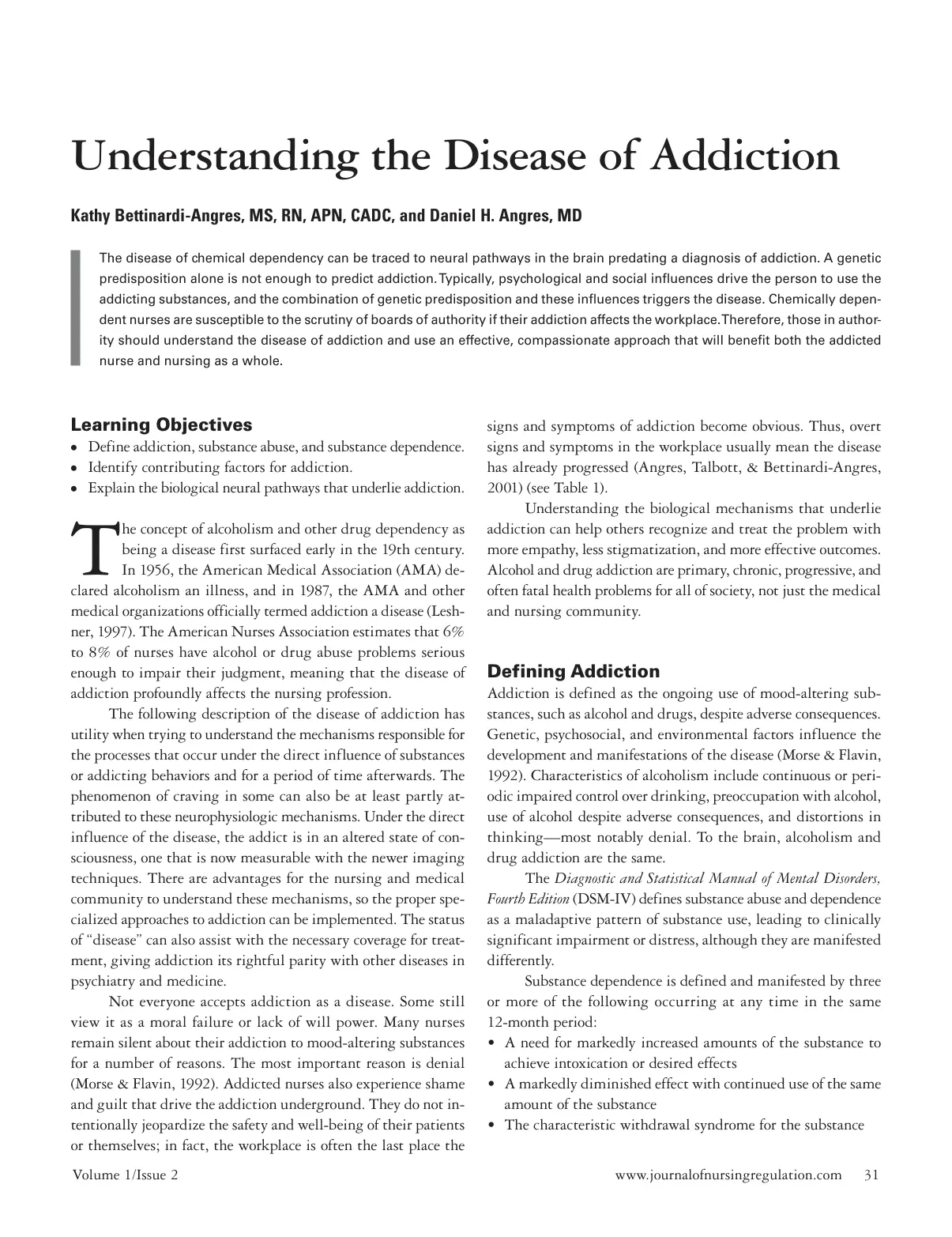 غلاف تقرير Understanding the Disease of Addiction