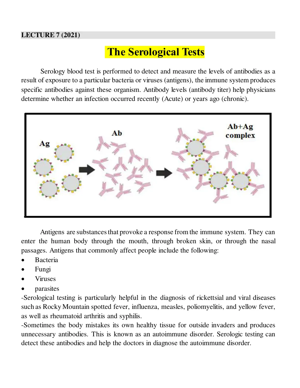 غلاف تقرير The Serological Tests