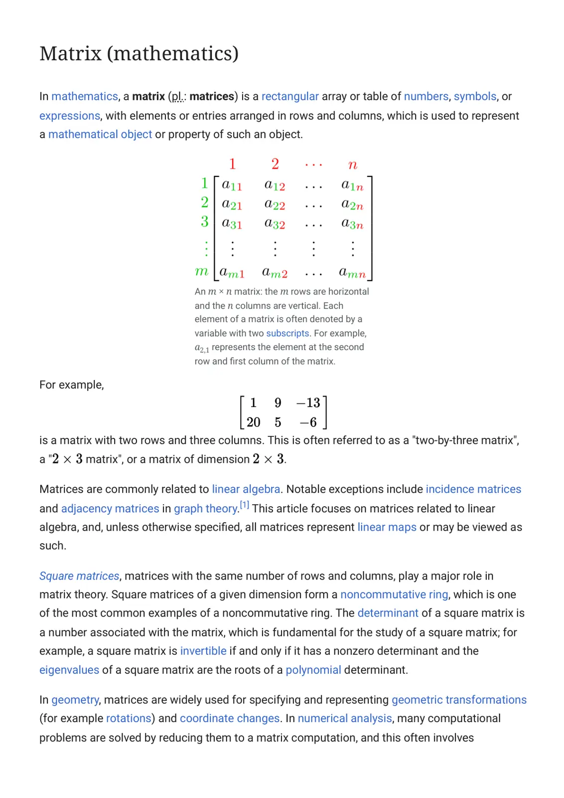 غلاف تقرير Matrix (mathematics)