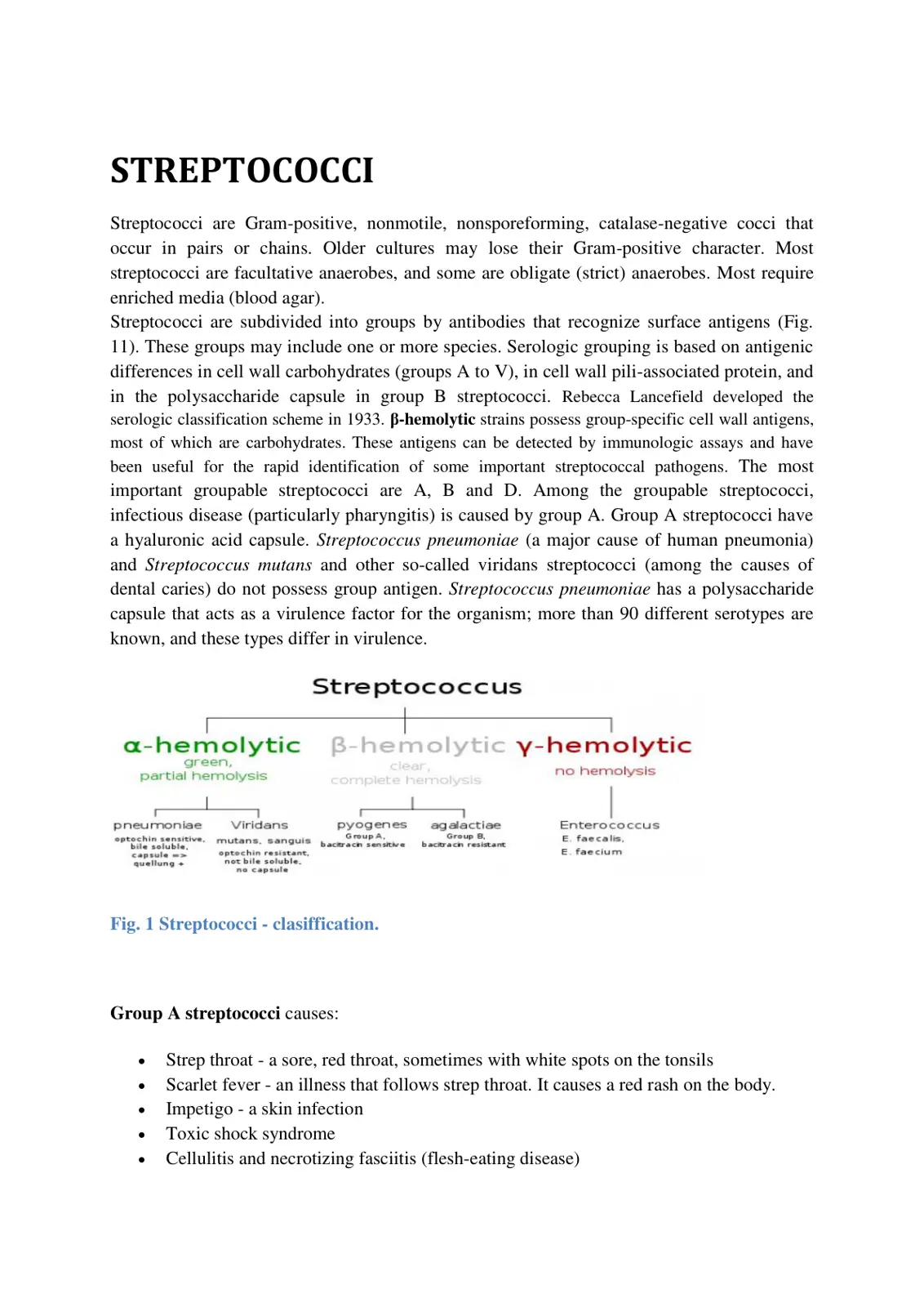 غلاف تقرير STREPTOCOCCI