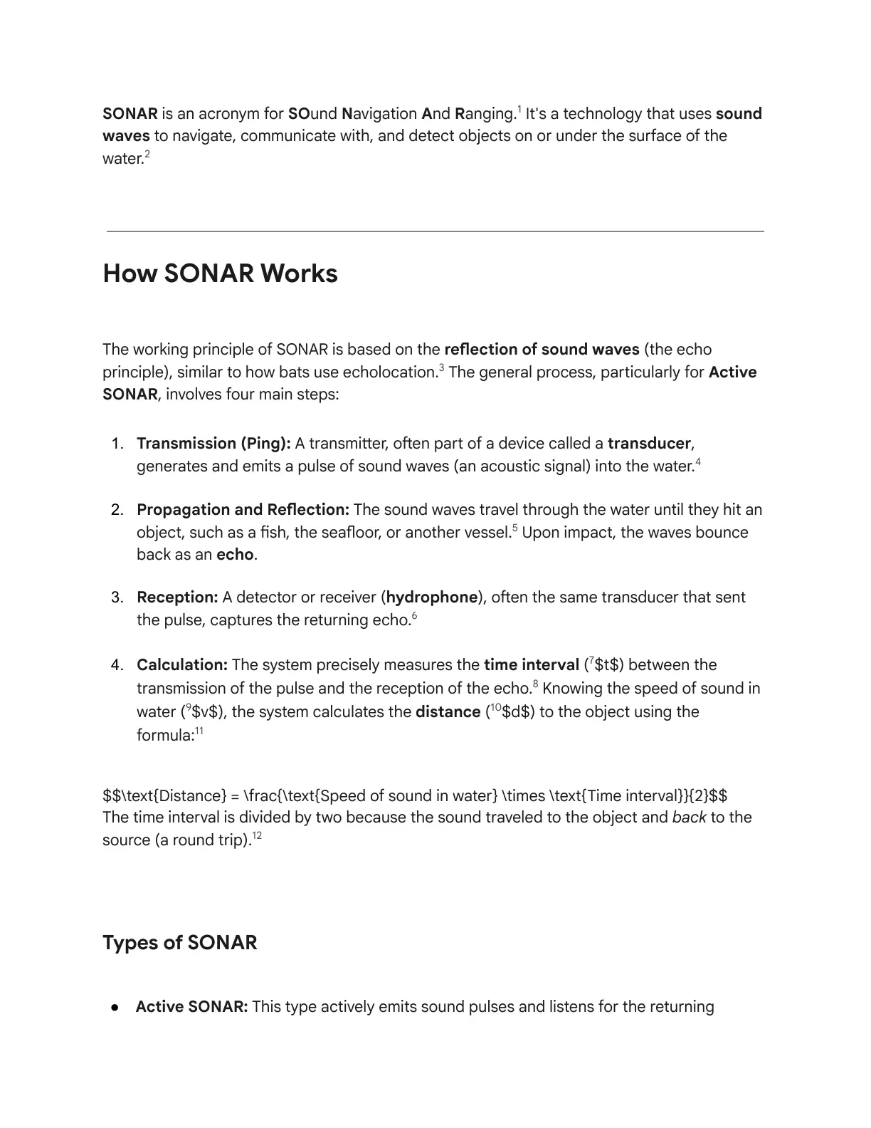 غلاف تقرير SONAR Technology - Sound Navigation and Ranging