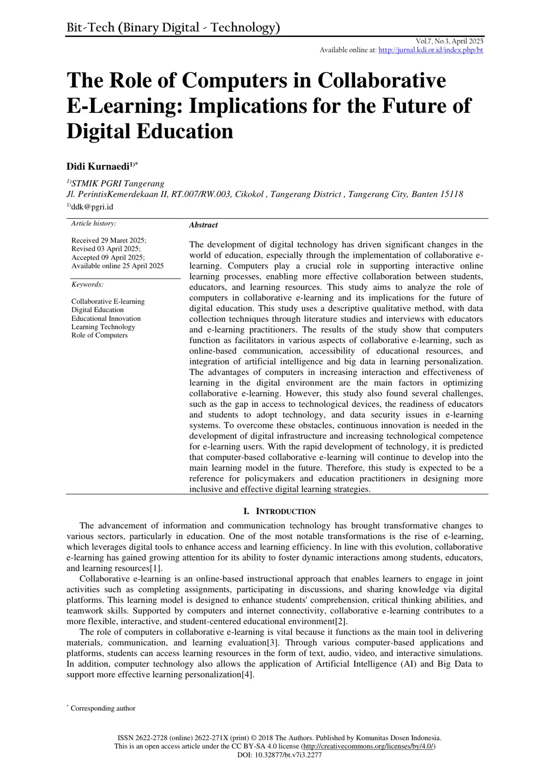 غلاف تقرير The Role of Computers in Collaborative E-Learning: Implications for the Future of Digital Education