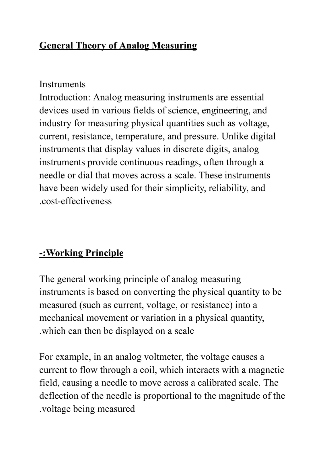 غلاف تقرير General Theory of Analog Measuring Instruments