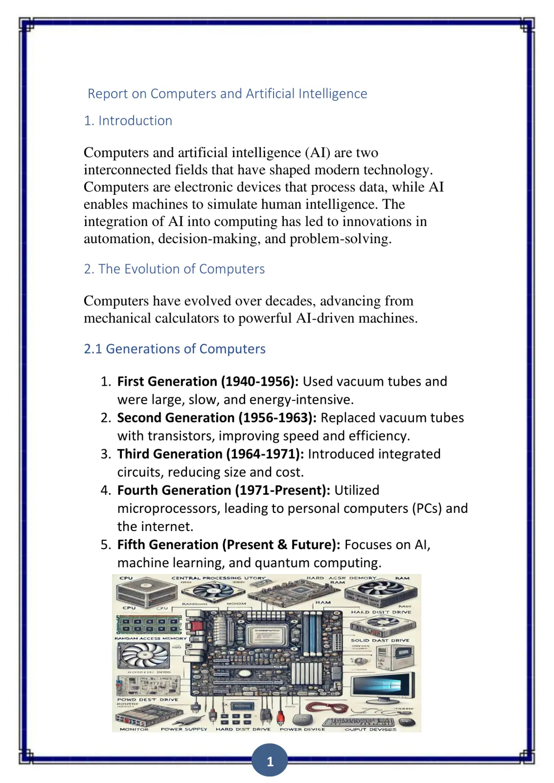 غلاف تقرير Report on Computers and Artificial Intelligence
