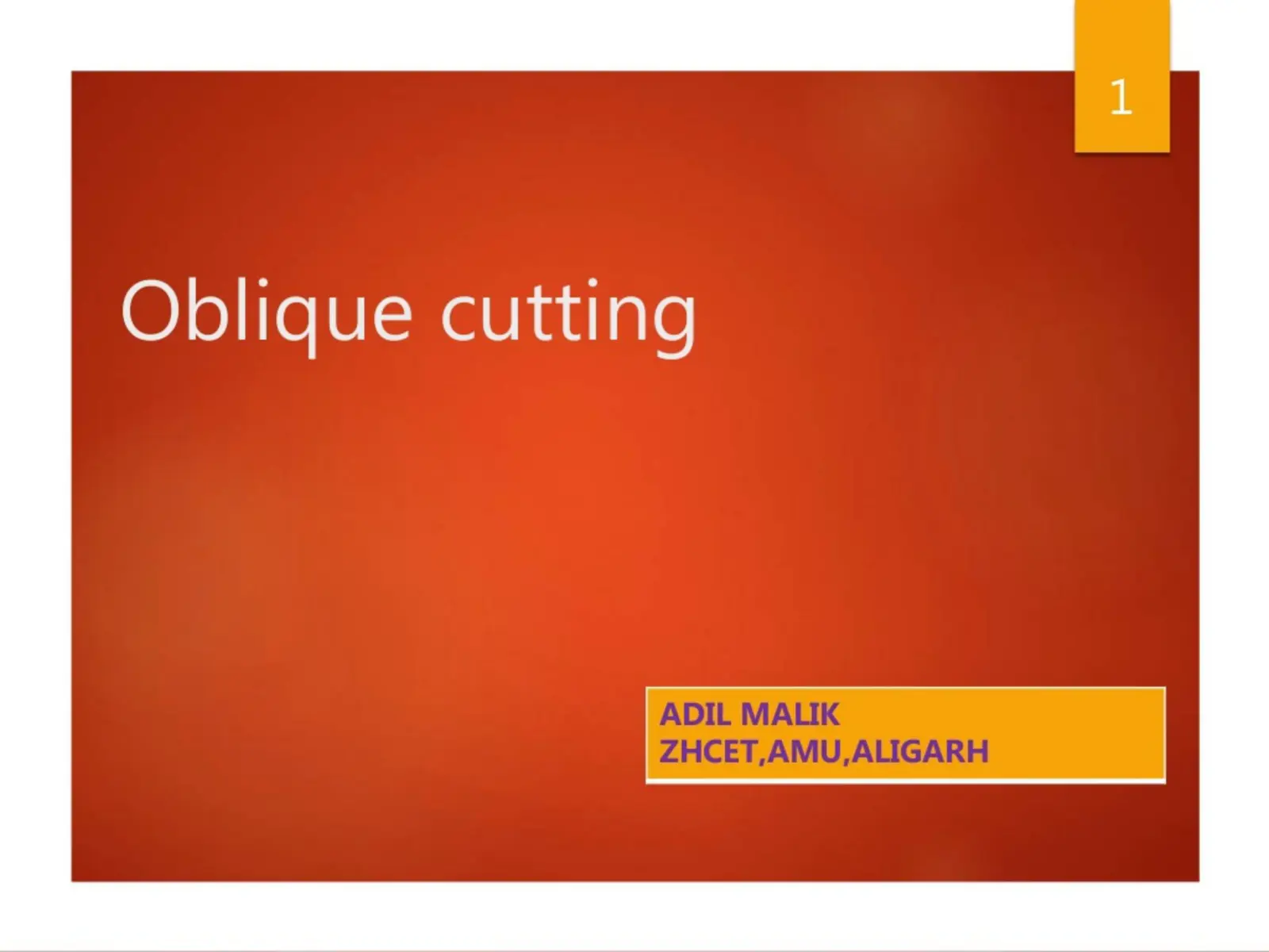 غلاف تقرير Oblique cutting
