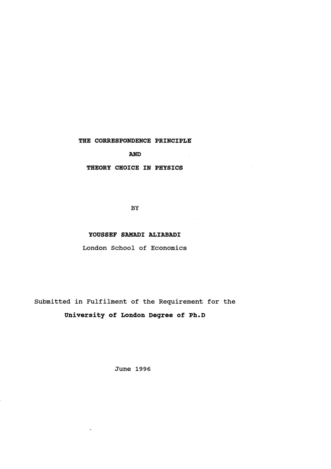 غلاف تقرير The Correspondence Principle and Theory Choice in Physics