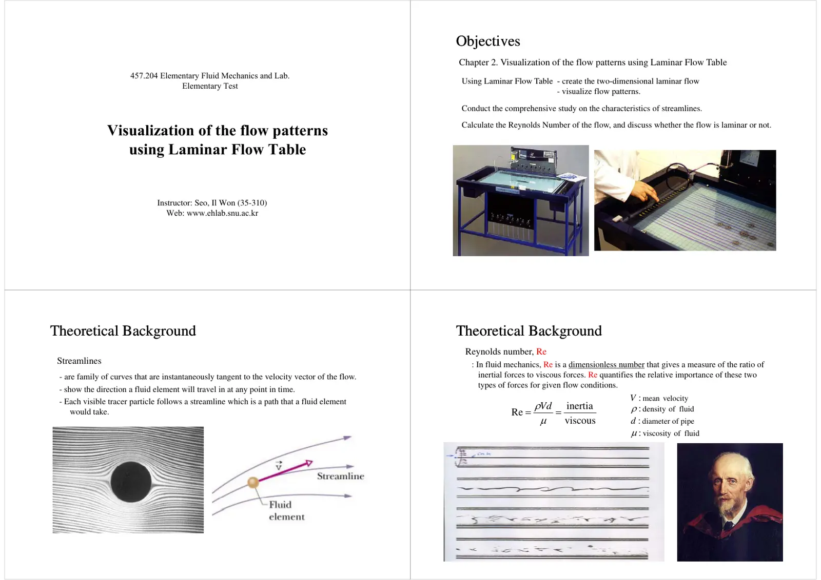 غلاف تقرير Elementary Fluid Mechanics and Lab - Visualization of the flow patterns using Laminar Flow Table
