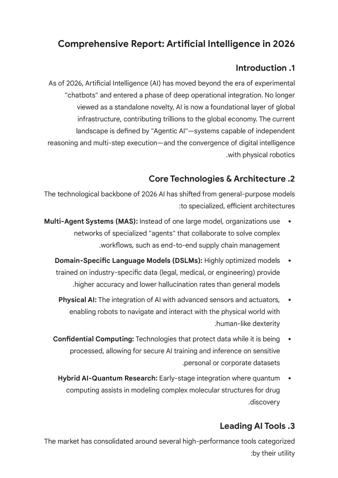 غلاف تقرير Comprehensive Report: Artificial Intelligence in 2026