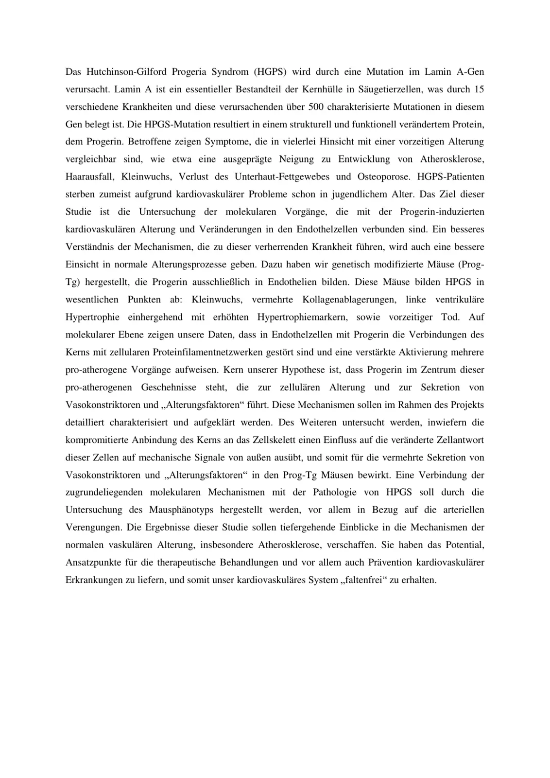 غلاف تقرير Das Hutchinson-Gilford Progeria Syndrom (HGPS)