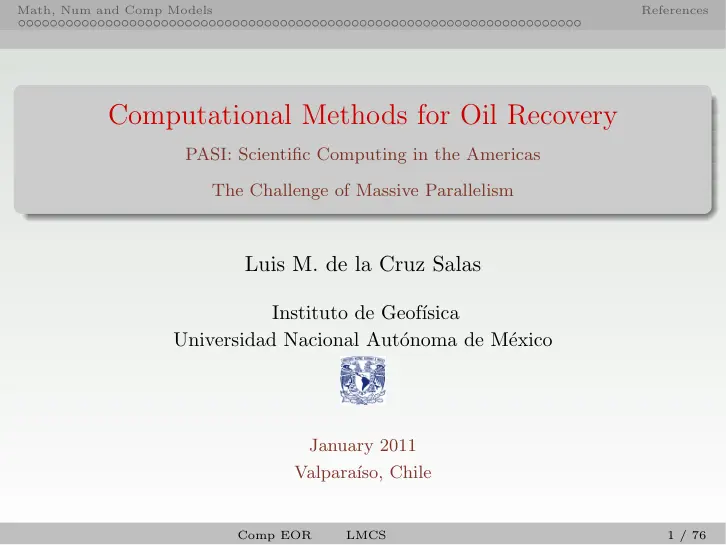 غلاف تقرير Computational Methods for Oil Recovery