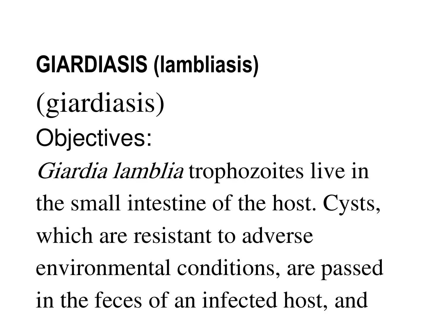 غلاف تقرير GIARDIASIS (lambliasis)