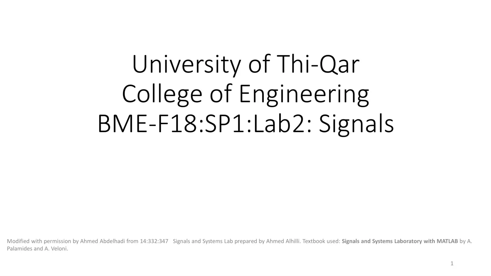 غلاف تقرير BME-F18:SP1:Lab2: Signals