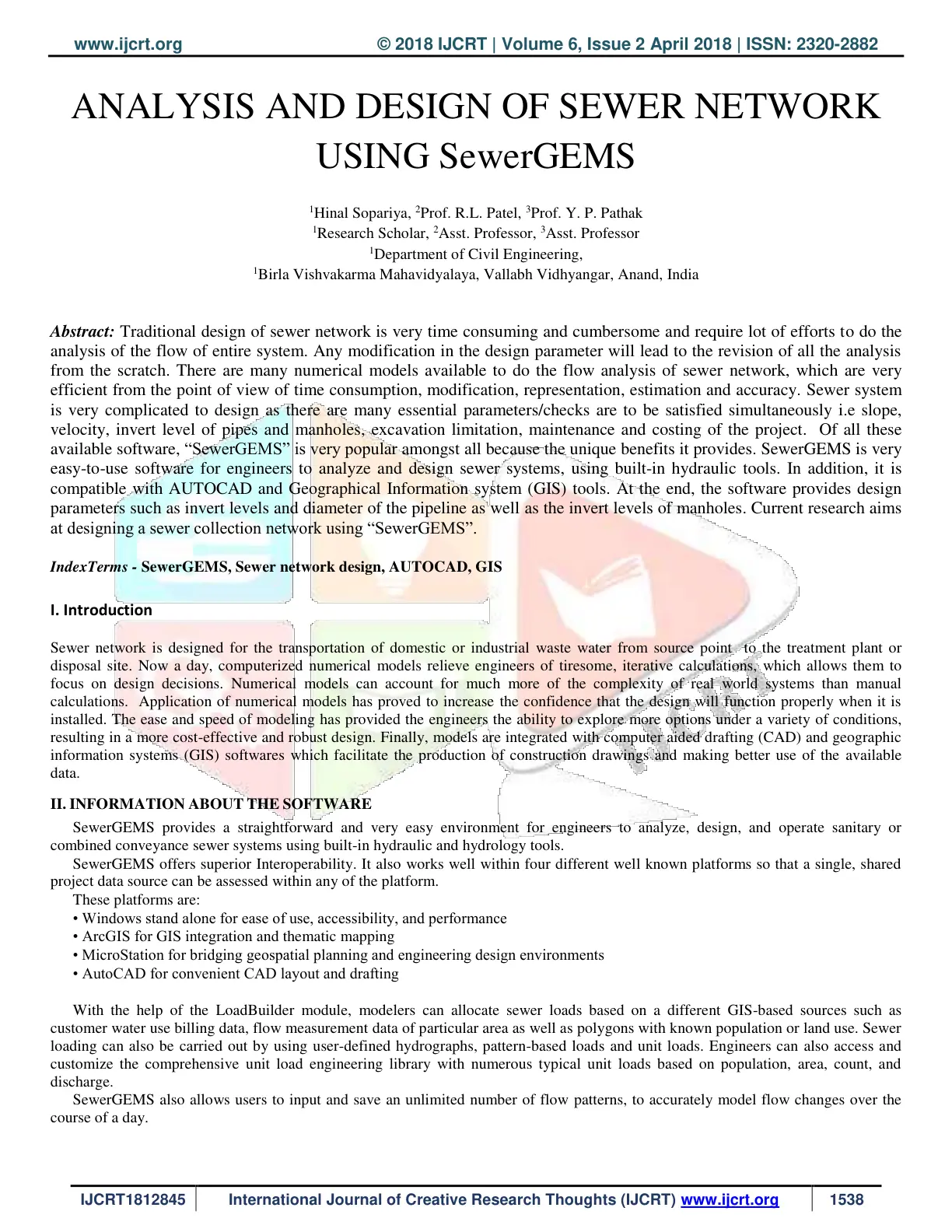 غلاف تقرير ANALYSIS AND DESIGN OF SEWER NETWORK USING SewerGEMS