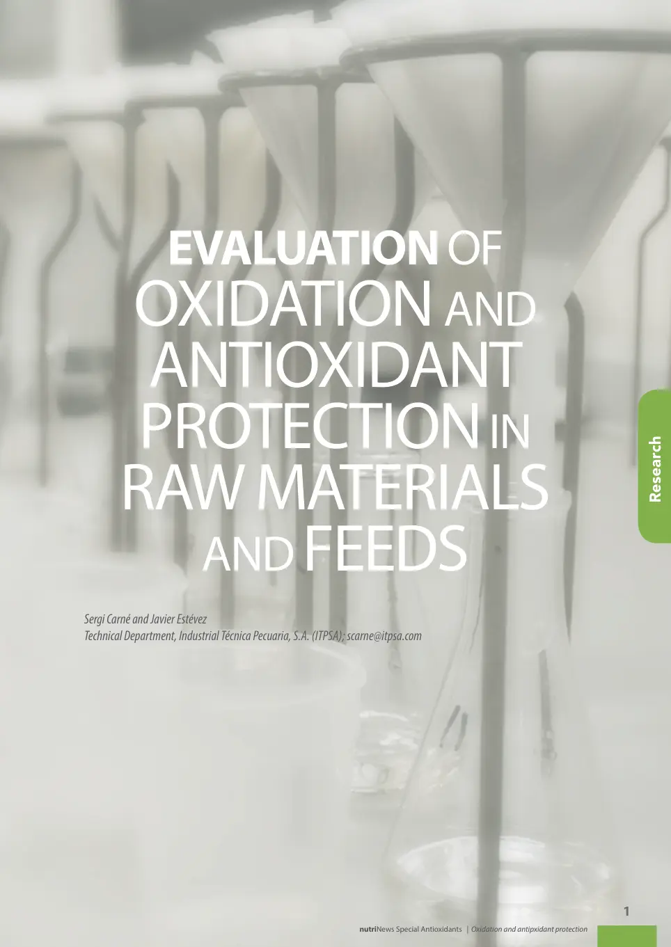 غلاف تقرير Evaluation of Oxidation and Antioxidant Protection in Raw Materials and Feeds