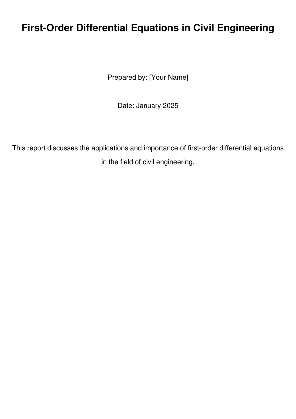 غلاف تقرير First-Order Differential Equations in Civil Engineering