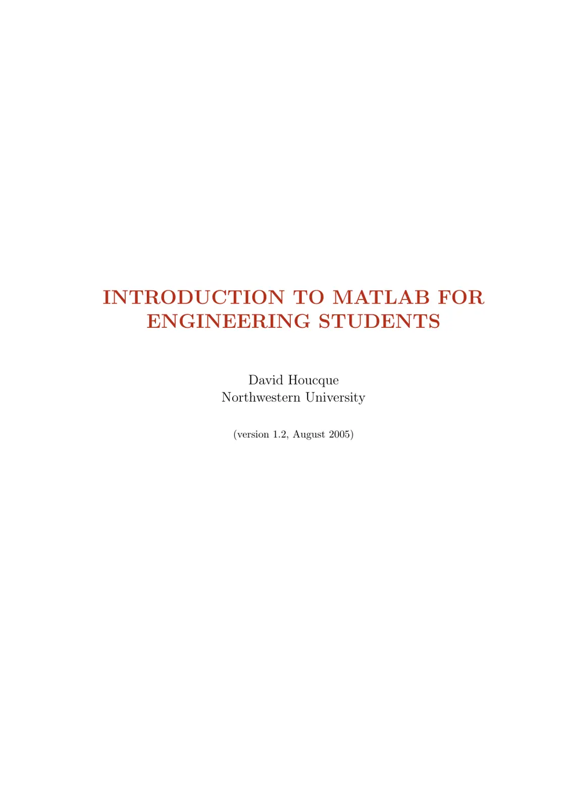 غلاف تقرير INTRODUCTION TO MATLAB FOR ENGINEERING STUDENTS