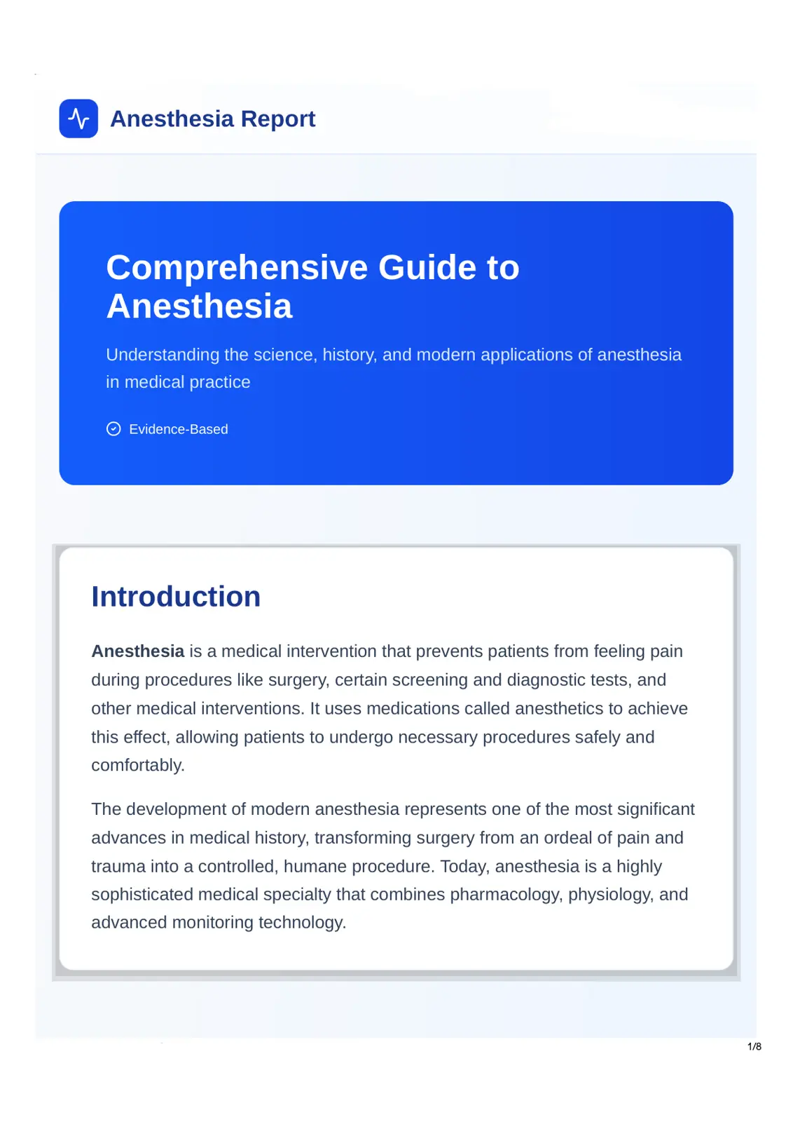 غلاف تقرير Anesthesia Report