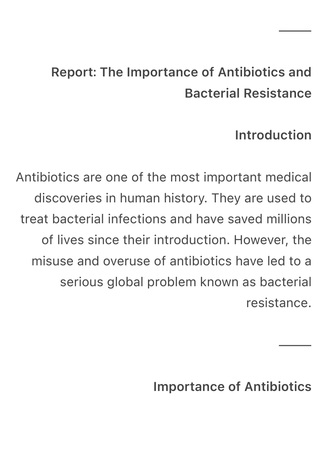 غلاف تقرير The Importance of Antibiotics and Bacterial Resistance