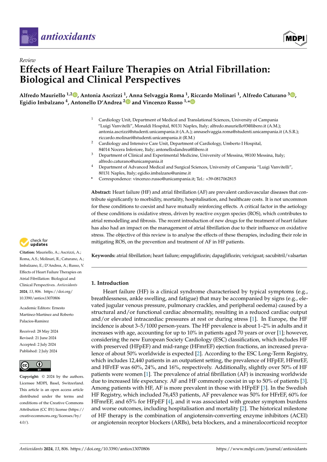 غلاف تقرير Effects of Heart Failure Therapies on Atrial Fibrillation: Biological and Clinical Perspectives