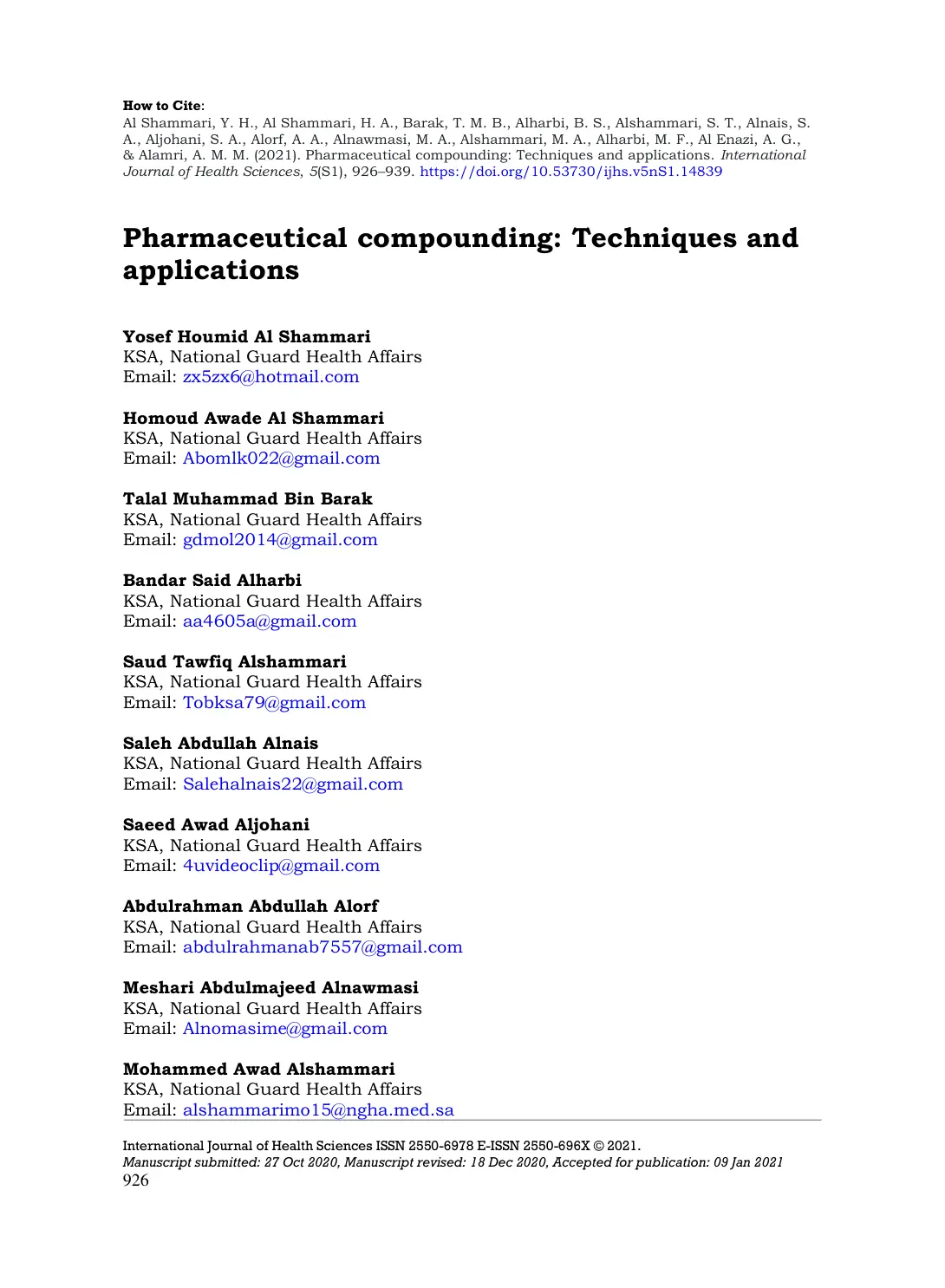 غلاف تقرير Pharmaceutical compounding: Techniques and applications