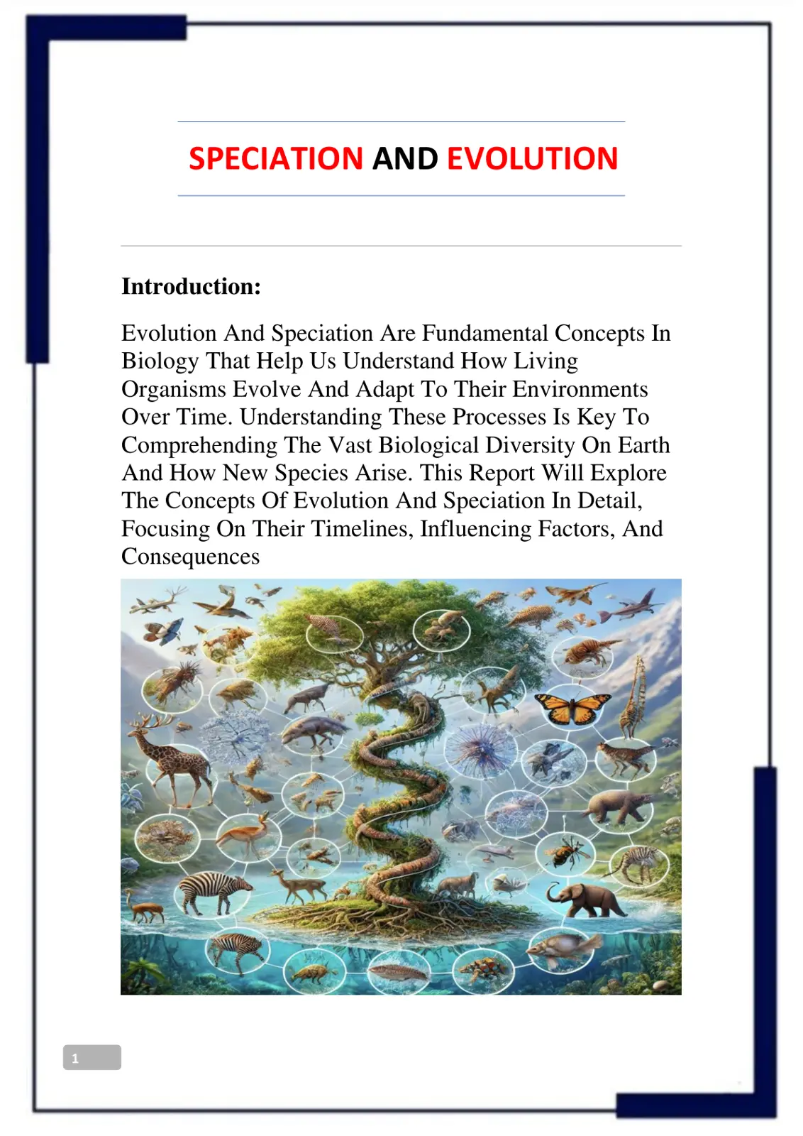 غلاف تقرير SPECIATION AND EVOLUTION