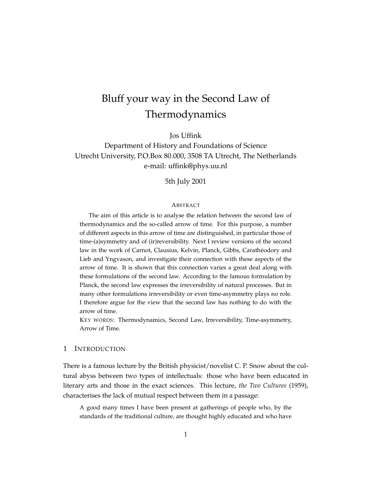 غلاف تقرير Bluff your way in the Second Law of Thermodynamics