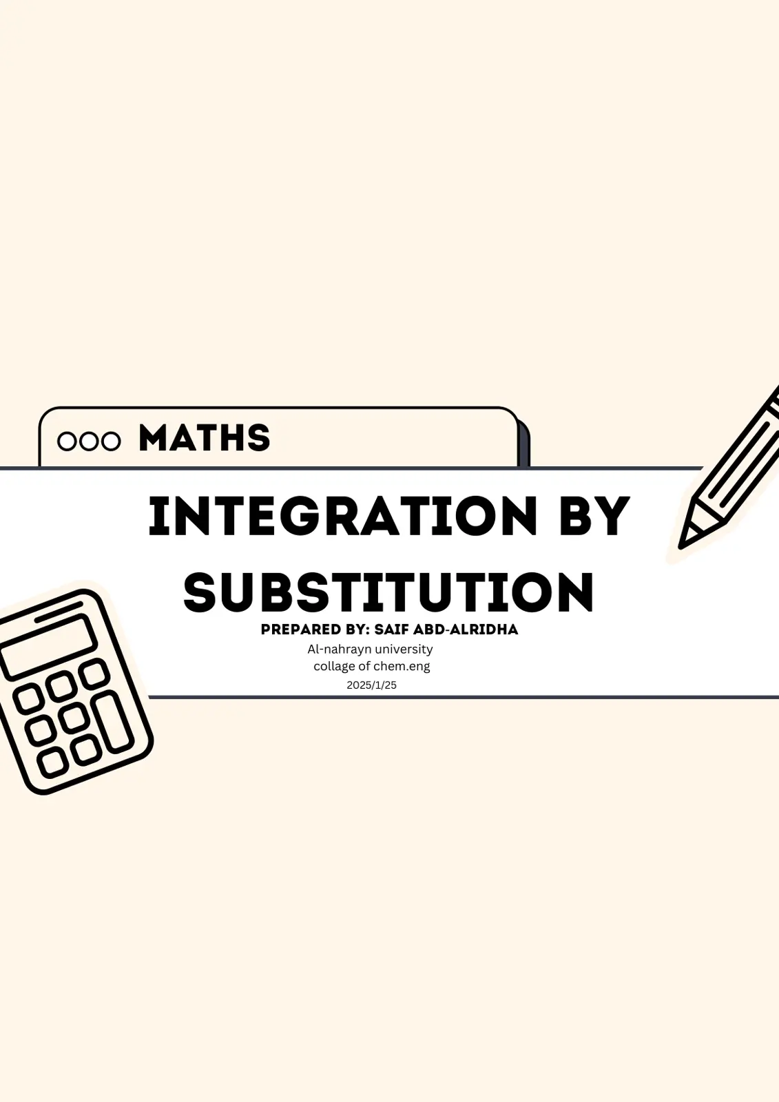 غلاف تقرير Integration by Substitution