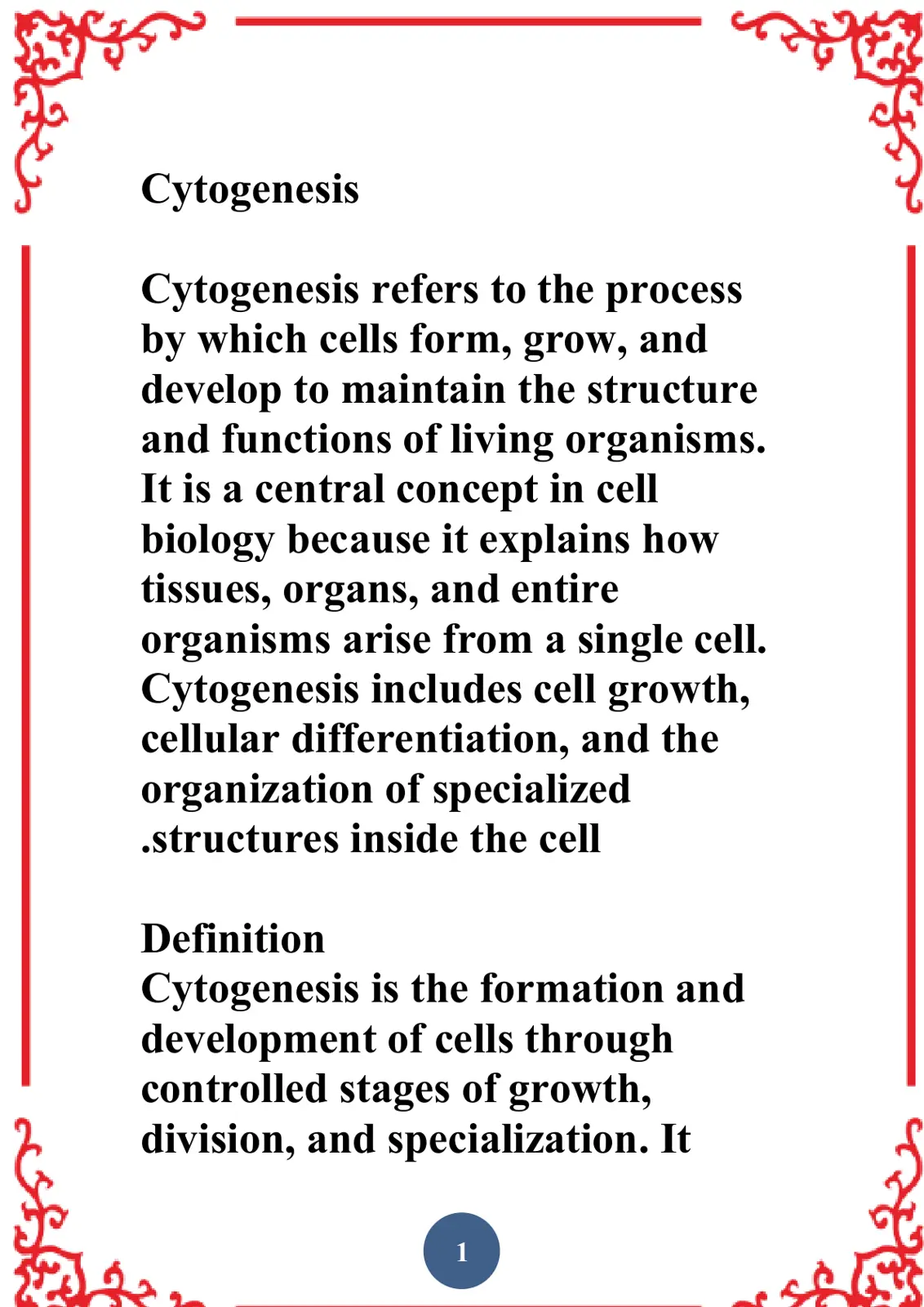 غلاف تقرير Cytogenesis