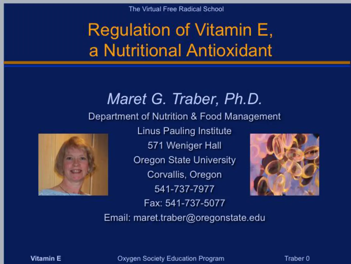غلاف تقرير Regulation of Vitamin E, a Nutritional Antioxidant