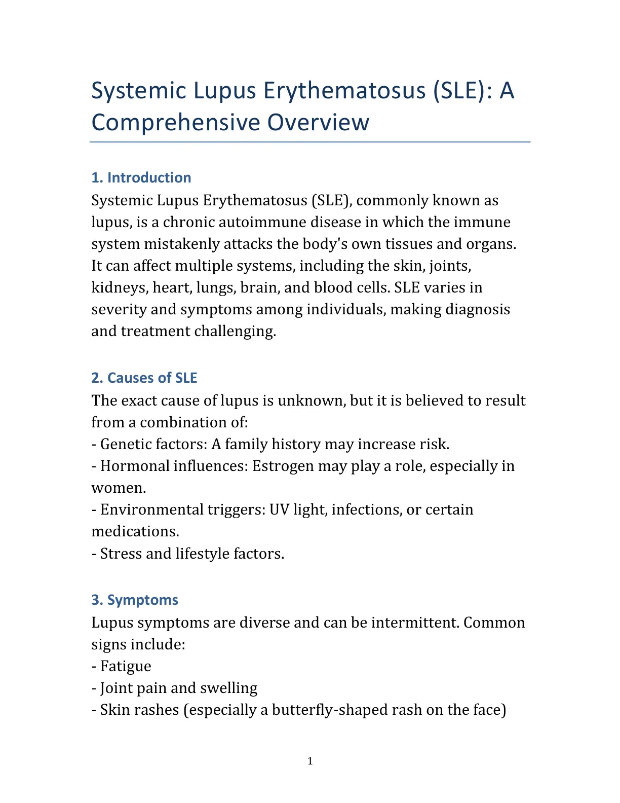 غلاف تقرير Systemic Lupus Erythematosus (SLE): A Comprehensive Overview
