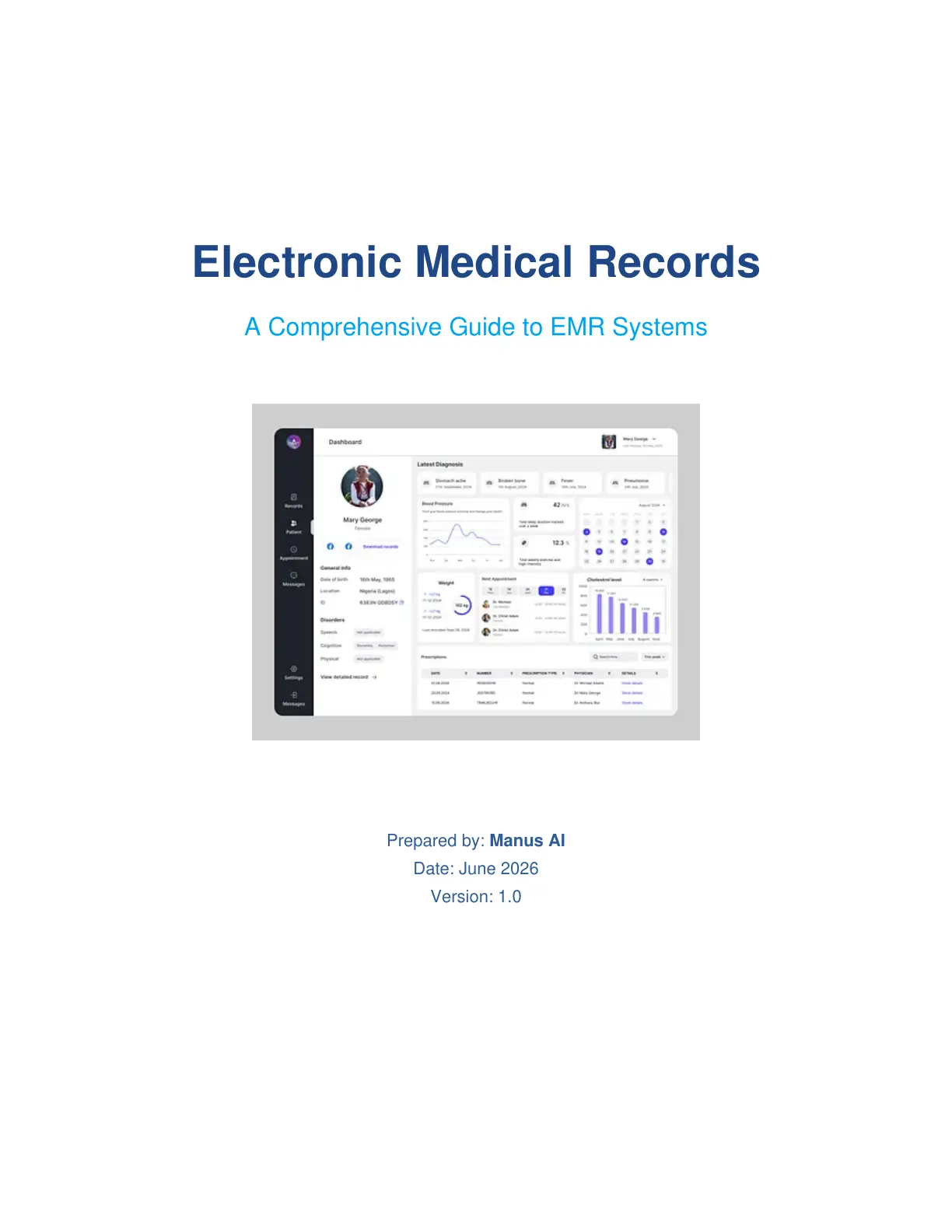 غلاف تقرير Electronic Medical Records: A Comprehensive Guide to EMR Systems