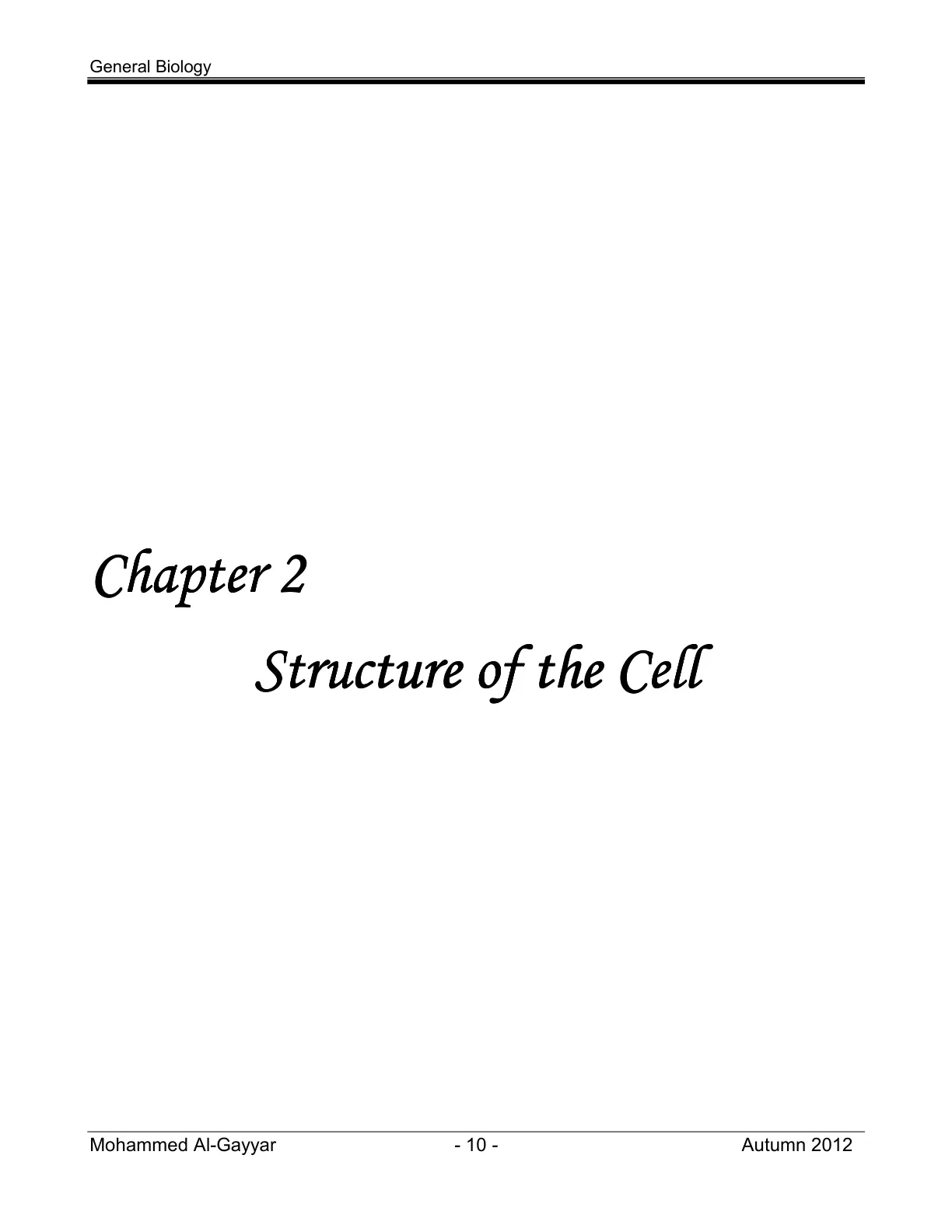 غلاف تقرير General Biology - Chapter 2: Structure of the Cell