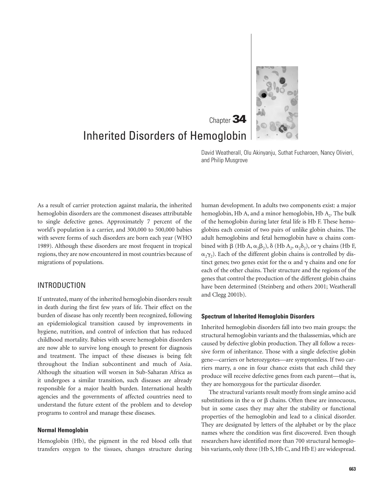 غلاف تقرير Inherited Disorders of Hemoglobin – Chapter 34