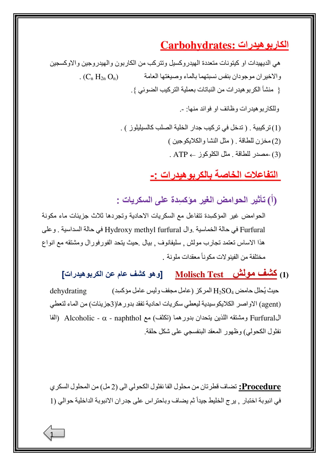 غلاف تقرير الكاربوهيدرات :Carbohydrates
