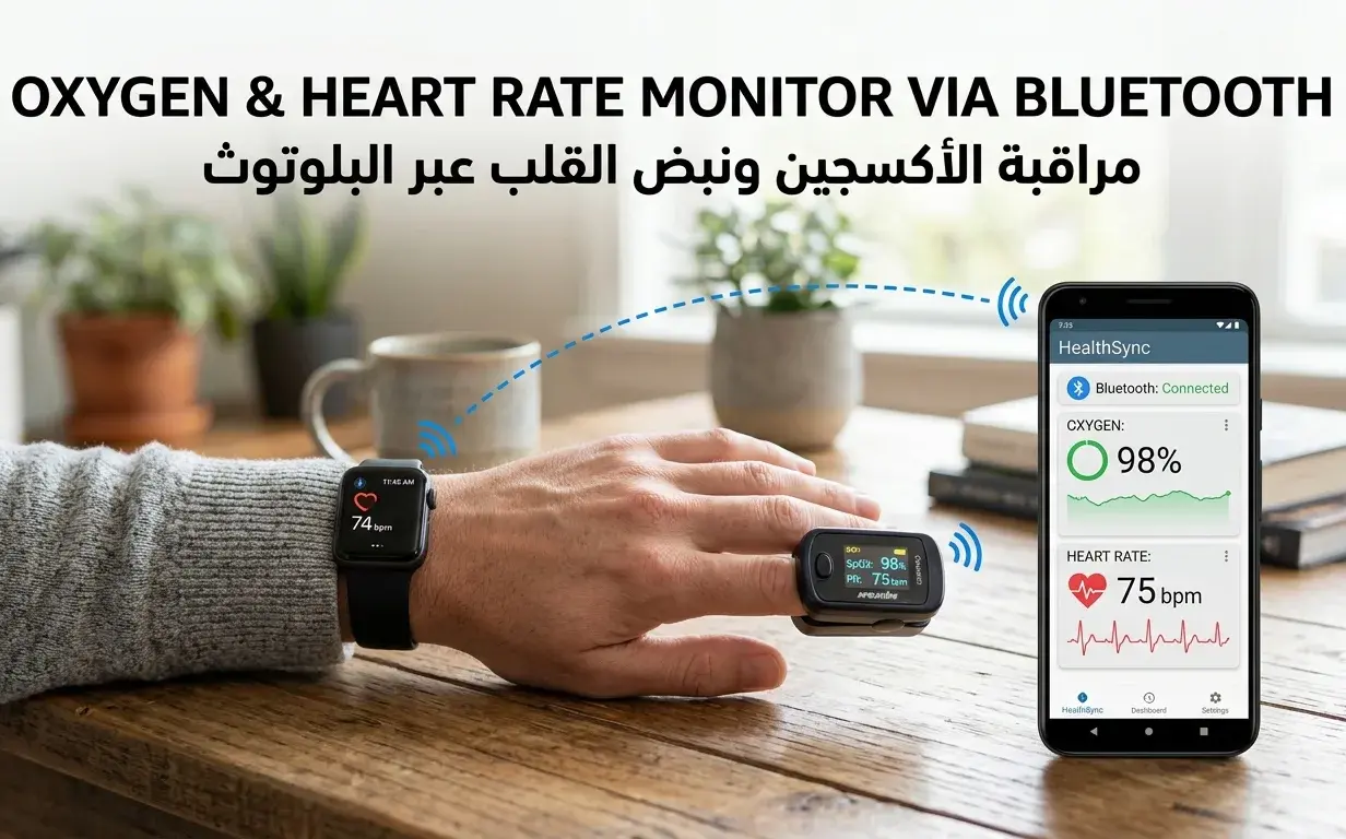 Oxygen & Heart Rate Monitor via Bluetooth